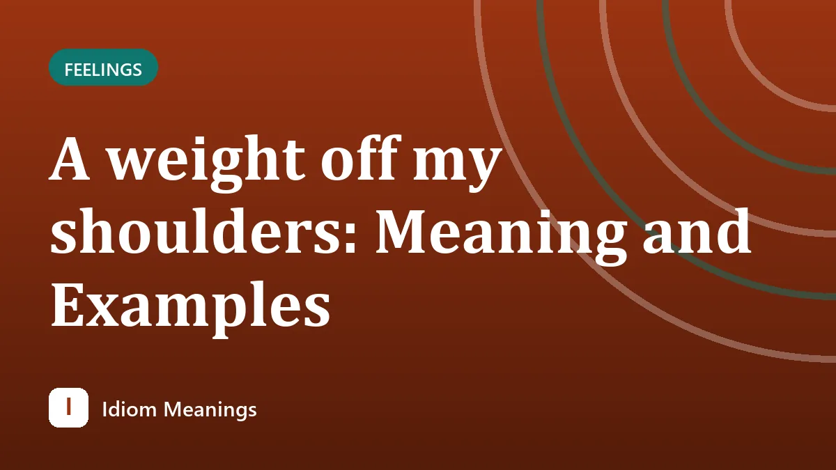 A weight off my shoulders: Meaning and Examples