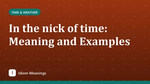 In the nick of time: Meaning and Examples