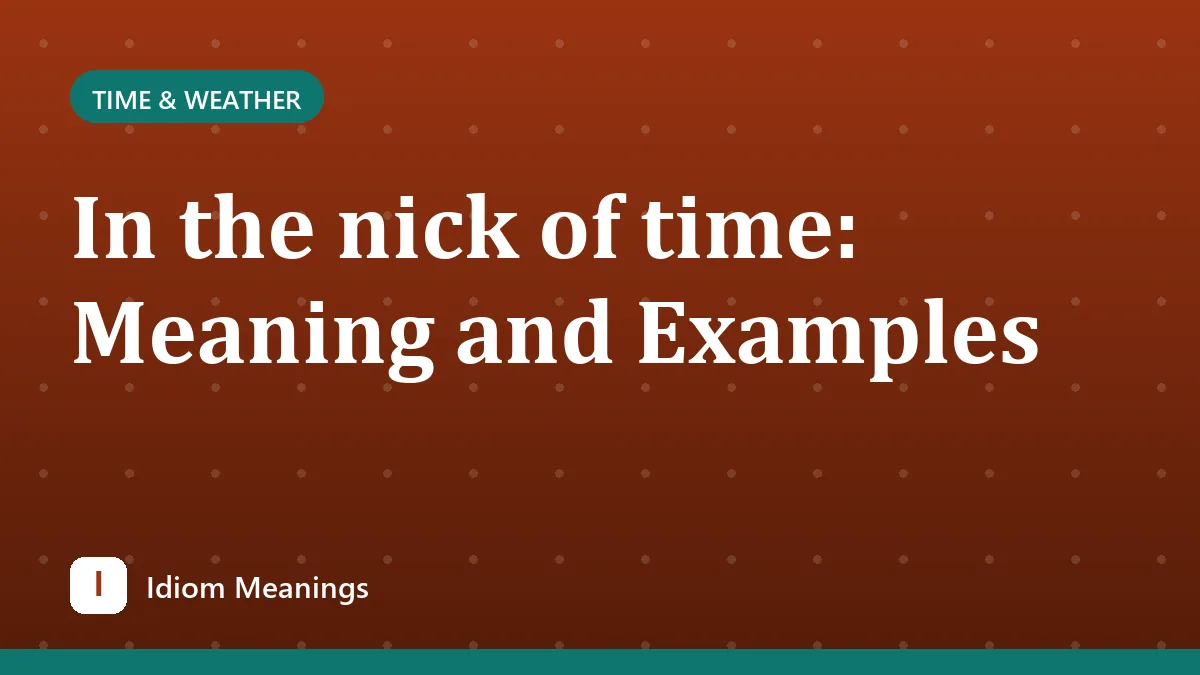 In the nick of time: Meaning and Examples