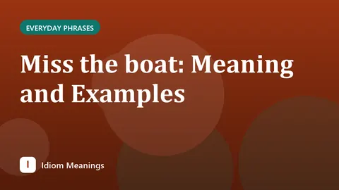 Miss the boat: Meaning and Examples